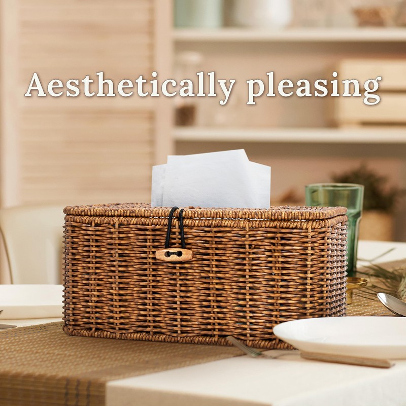 WeeNest Rectangular Wicker Tissue Box Cover, Facial Tissues Boxes, Tissue