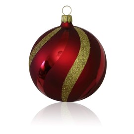 Lauschaer Glas Christmas Tree Baubles Dark Red Matt with Decoration Pack of 4 Diameter 10 cm Christmas Tree Decorations Mouth-Blown Hand-Decorated