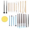 25Pcs Pottery Tools Clay Sculpting Dotting Pens Fondant Ball Stick
