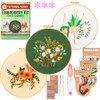 HOMEVIA 3 Sets Floral Embroidery Kit for Beginners with Embroidery