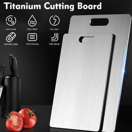 Megecy Titanium Cutting Board - 2 pack Titanium Cutting Boards for Kitchen,Double Sided Titanium Cutting Mat,Non Stick Chopping Board Easy to Clean（7.67 * 11.81in）