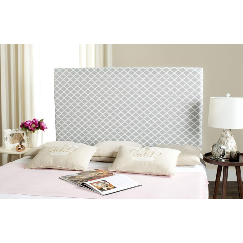 Safavieh Sydney Grey/ White Lattice Upholstered Headboard (Full)