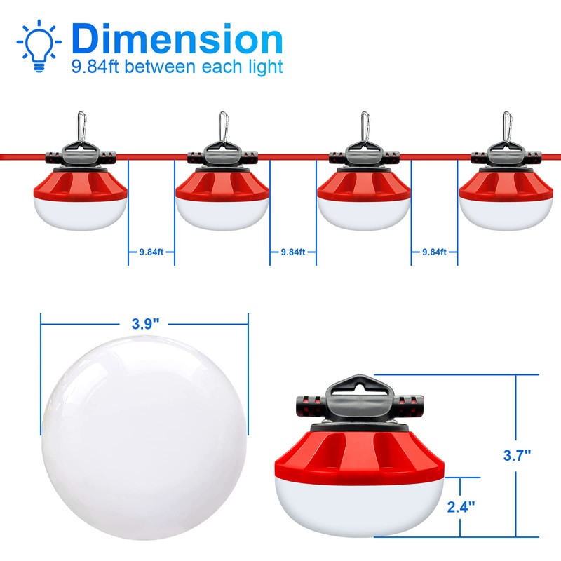 Construction Lights String Temporary Lighting,100ft Work Light Stringer with 10