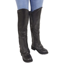 Milwaukee Leather Women's Knee High Half Chaps with Zipper Entry (Black, Large/X-Large)
