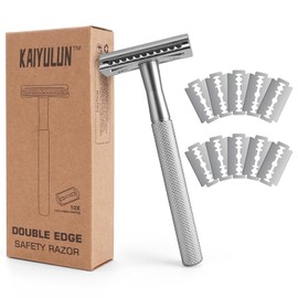 Maquinilla de afeitar de seguridad para hombres y mujeres - Maquinilla de afeitar de doble filo y una sola hoja con 10 hojas, maquinilla de afeitar reutilizable de una sola hoja para un afeit