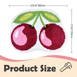 Bazasa Cherry Bath Mat 19.6"x 23.6" in Pink Bathroom Rug Beauty Bath Mats Extra Soft Microfiber Bath Rug Non-Slip Machine Washable Cherry Rug for Shower Bathtub