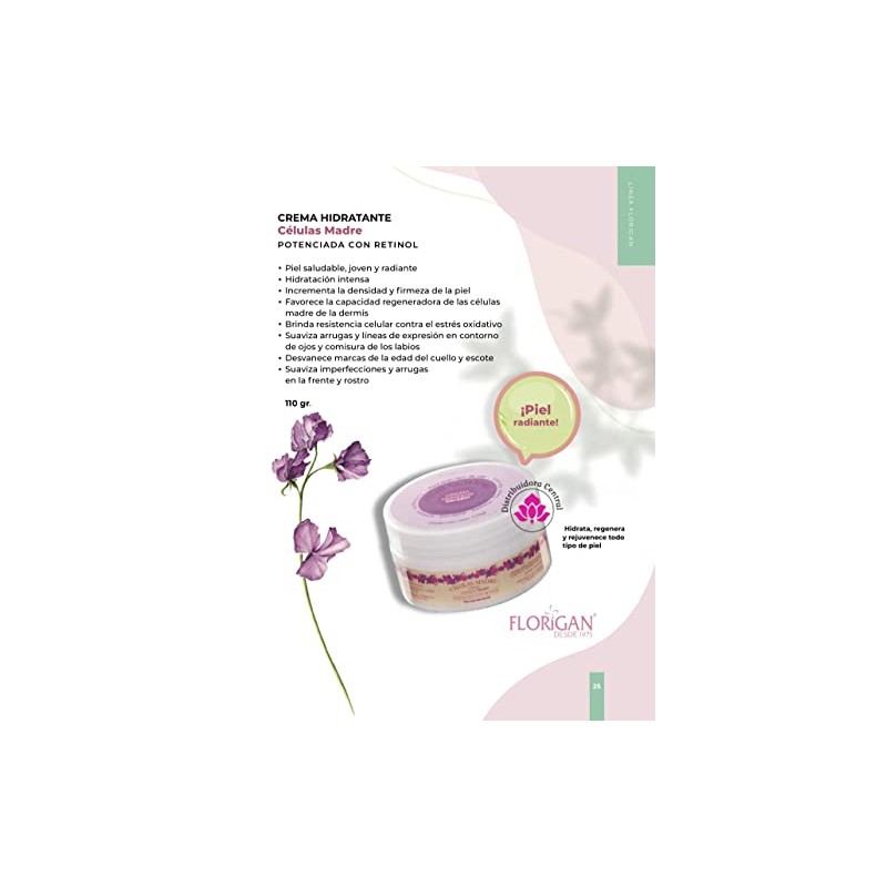 Crema Hidratante Celulas Madre Florigan® 110grs.