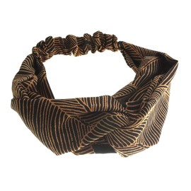 VingTAINE Botanical Pattern Turban Hair Band, Twist, Simple, Wide, Natural, Headband, Hair Accessories, Brown