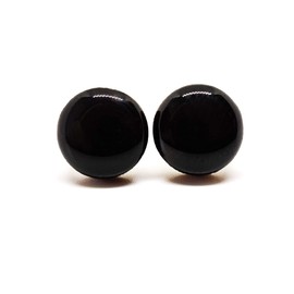 Stud Earrings, Black, 10 mm, Round Studs for Women Men Girls Handmade, Stainless Steel Posts for Sensitive Ears, Color Dot