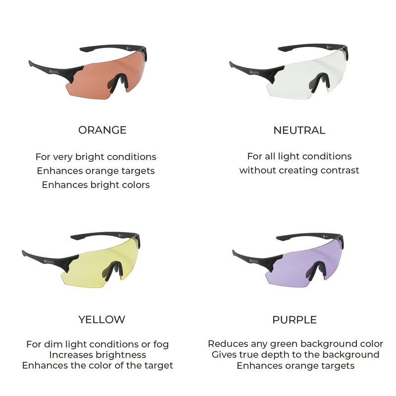 Beretta Unisex Protective Shooting Safety Plastic Frame Challenge EVO Glasses