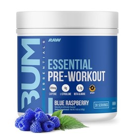 Raw cbum essential pre workout pre entrenamiento 30 servicios sabor blue raspberry