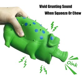 HCHYEY Pig Squeaky Dog Toy, 2 PCS Interactive Rubber Pig Dog Chew Toy - Durable Latex Spot Grunting Pig Dog Toys That Oink for Small Medium Large Dogs (Yellow, Green)