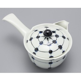 Hasamiyaki 04-069 Fukuho Kiln Point Lattice Teapot (With Ami)