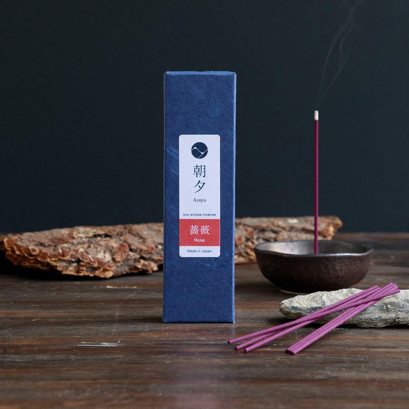 Asayu Japanese Low Smoke Incense Sticks Rose Floral Scent, Made