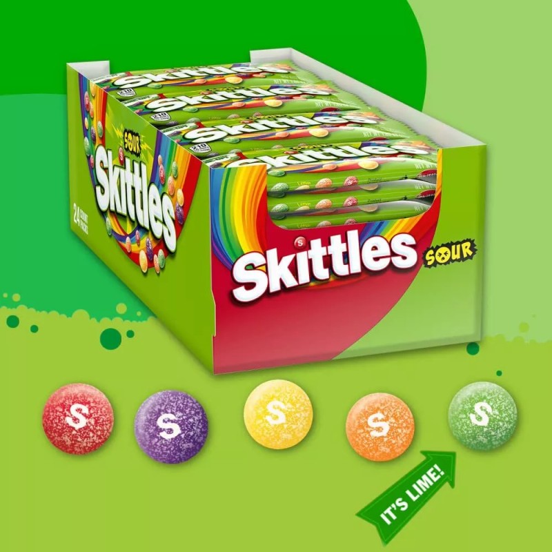 SKITTLES Sour Summer Chewy Candy Bulk Assortment, 24 Ct Bulk