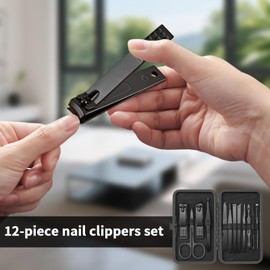 MisFun 12 Stück Maniküre Set, Nagelschere Set Nagelpflegeset, Nageletui Nagelset, Edelstahl Nagelset, Reiseset zur Nagelpflege, Frauen und Männer Nagelsets mit Ledertasche Verpackt