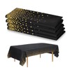 Disposable Plastic Tablecloths, 4 Pack Black and Gold Sequins Tablecloth