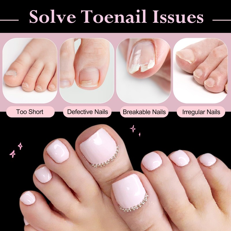 Kiiwah 130 Pcs Toes Nail Forms for Polygel, Reusable Square