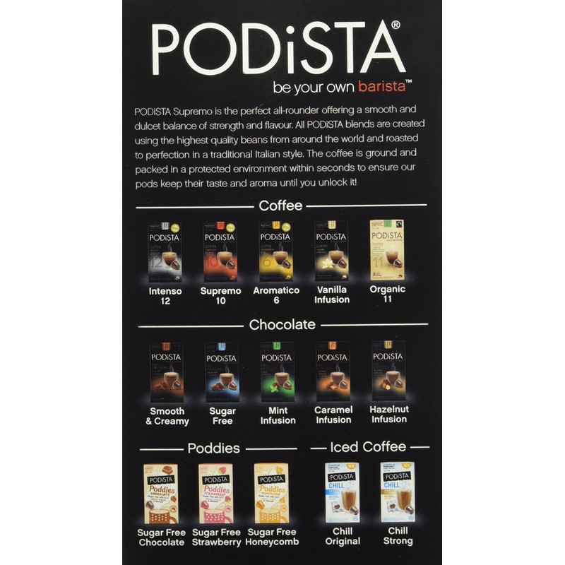 PODiSTA Nespresso Compatible Capsules - Supremo Espresso, 10-Count