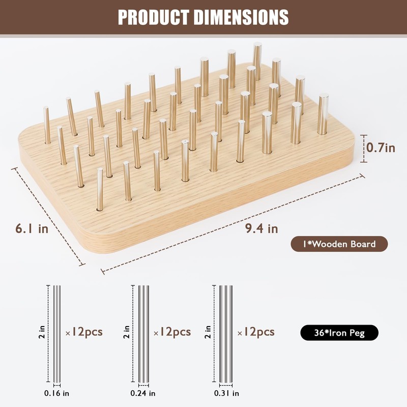 Hossmily 36-Hole Wooden Pegboard for Finger Dexterity and Hand Rehabilitation,