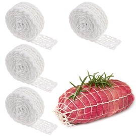12m Meat Netting Rol Size 14, Elastic Smoked Meat Poultry Ham Netting Butcher Twine Net Roll Wrapping Net Beef Nettings Roll for Cooking Sausage Making (4 Rolls,12m)