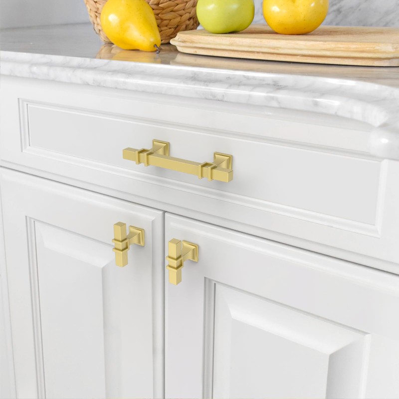 Asidrama 10 Pack 3 Inch(76mm) Matte Brushed Gold Kitchen Cabinet