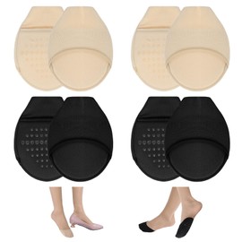 4 Pairs Socks For Heels Toe Socks Women Toe Covers For Women Half Socks For Women Ball Of Foot Cushion Socks Women's Toe Cover No Show Liner Half Socks For Heels With Padding Toe Topper Liner Socks
