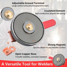 MUTUACTOR 500 AMP Magnetic Welding Ground Clamp, Φ3.34” Strong Gripping Quick Release Magnetic Mount Welding Support Clamp Tools for Welding Cutting Factories Industries Work and Instrument Processing