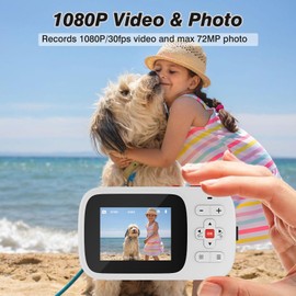 Digital Camera FHD 1080P Camera 2.4" Point and Shoot Digital Camera for Pictures with 32GB Card 16X Zoom Compact Small Vintage Camera (White)