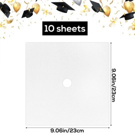 10pcs Grad Cap Glitter Paper, 3000GSM Thick 9.06x9.06in Decorating Construction Papers for Grad Caps Decorations Crafts and DIY Scrapbook Supplies(White)
