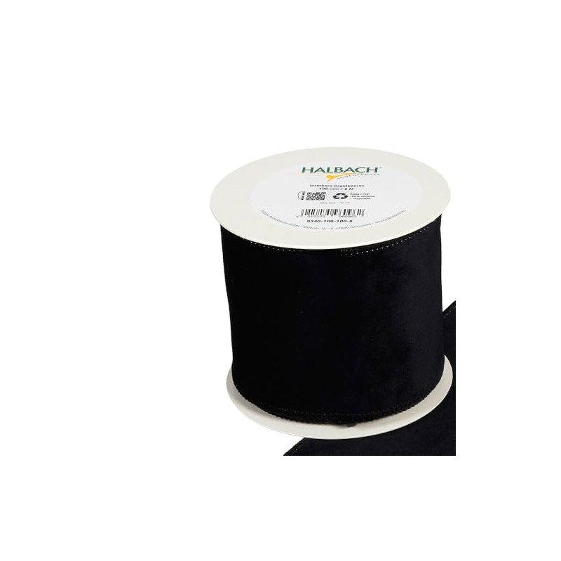 FloristryWarehouse Black Christmas Velvet Fabric Ribbon 100mm (4") Wide on
