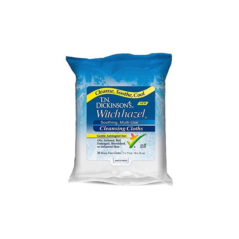 T.N. Dickinson's Witch Hazel Cleansing Cloths, 25 Cloths (Pack of