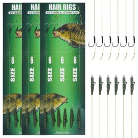 18pcs Carp Fishing Hair Rigs Kit Curved Barb Hooks Braided Thread Line Safety Leader Clips Bait Rigs Carp Fishing Tackle Accessories