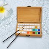 Harilla Portable Empty Bamboo, Durable Palette, Wooden Gouache with Lid,