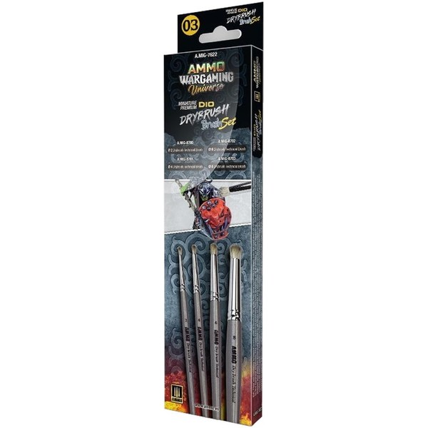 AMMO WARGAMING UNIVERSE - Miniature Premium DIO DRYBRUSH Brush Set