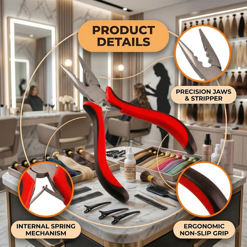 Wellrun 3-Hole Hair Extension Pliers for Micro Rings,Professional Nano Beads