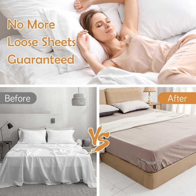 Bed Sheet Holders With Lock Strips, 4 Pack Bed Sheet