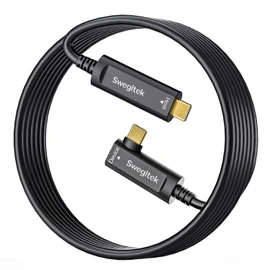 Fiber Optic USB C Cable Right Angle(50ft),10Gbps High Speed Data Transfer Active Optical Type C Cable,Compatible with Cameras,Webcams,VR,AR For Collaborative Meetings,Smart Classroom,Data Center