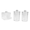 Outanaya 3pcs Transparent Round Cotton Swab Storage Box Compact Makeup