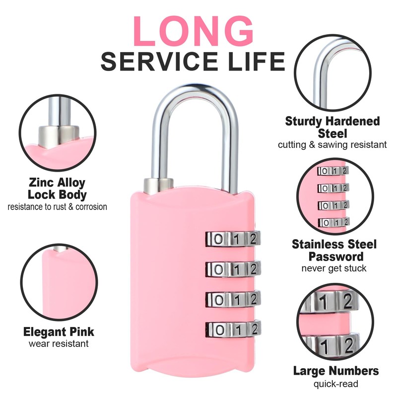 DELSWIN Small Combination Lock for Locker, 4-Digit Mini Combo Lock