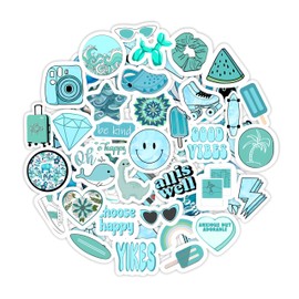 100Pcs Teal Stickers, Blue Stickers for Water Bottle and Laptop - Teal Party Favors & Decorations, Waterproof Vinyl Decals, Blue Aesthetic Stickers