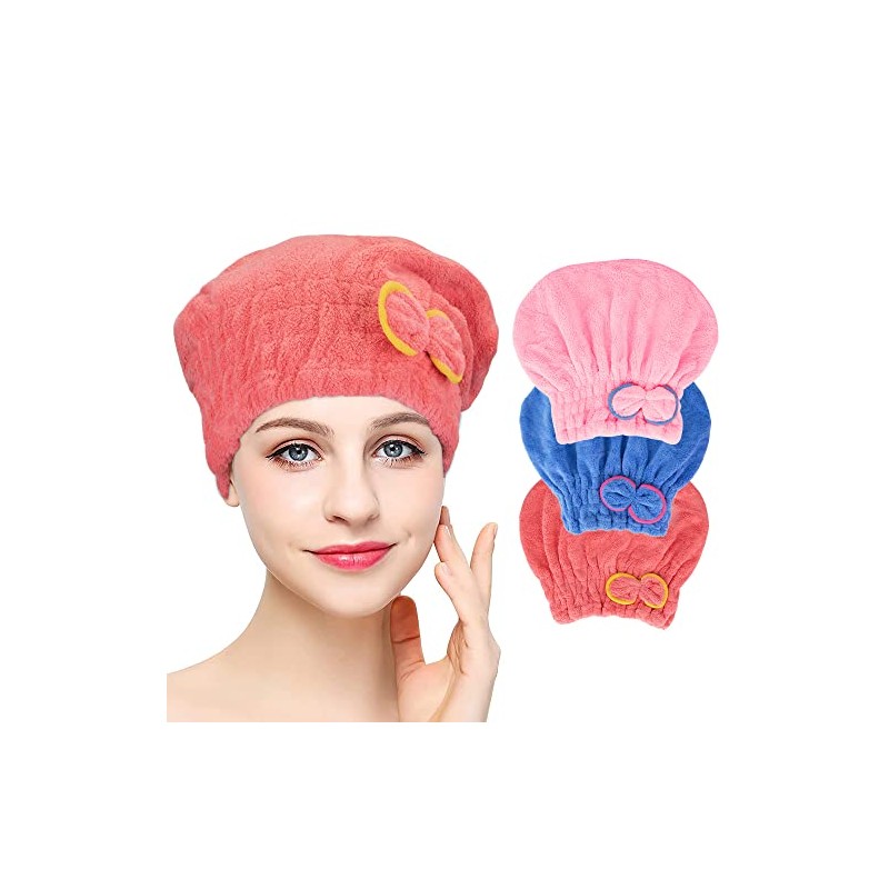 AUTOWT Toallas para Secar el Cabello, 3 Pcs Turbante Microfibra