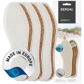 BERGAL Bamboo 3 Pairs of Airy Terry Cloth Insoles for High Moisture Absorption, Fresh Feet, Improves the Foot Climate in the Shoe, Ideal for Foot Sweat, for All Casual Shoes and Trainers, Size 36