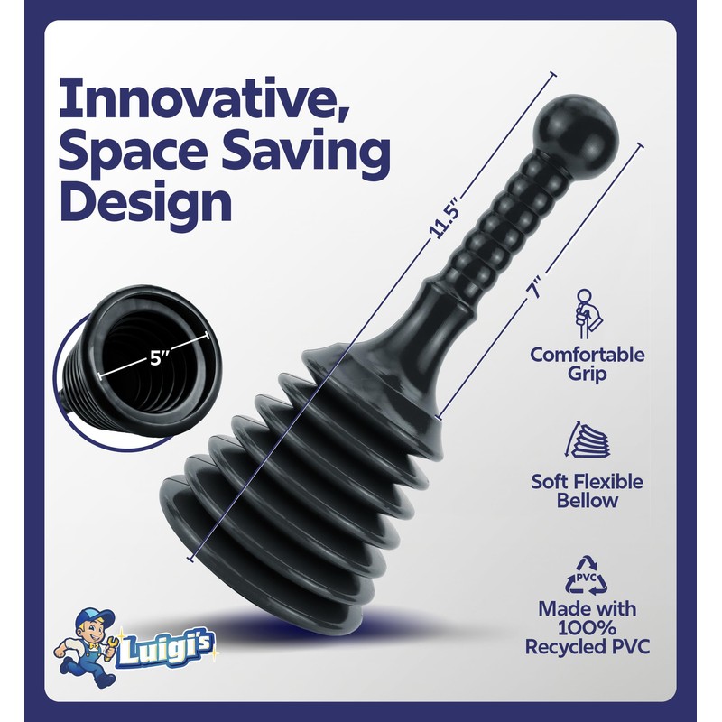 Luigi's Sink and Drain Plunger for Bathrooms, Kitchens, Sinks, Baths