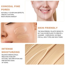 2 Pcs Mushroom Head Air Cushion CC Cream, Moisturizing & Oil Control Foundation Cover Concealer, Long Lasting Air Cushion CC Cream with Mushroom Makeup Sponge, Liquid Foundation CC Cream for Makeup