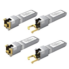 4PCS 10GBASE-T SFP+ RJ45 Copper Transceiver Module, Multi-Rate 1.25G/2.5G/5G/10G up to 30m - Compatible with TP-Link, Cisco SFP-10G-T-S, Ubiquiti UF-RJ45-10G, Netgear, Broadcom, Mikrotik and More