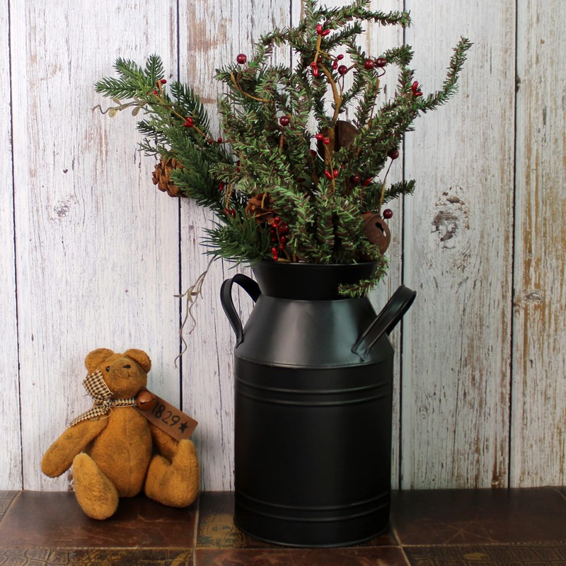 CVHOMEDECO. Farmhouse Galvanized Metal Milk Can, Old Rustic Primitives Jug