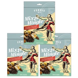 Ferris Coffee & Nut Co. Mix & Mingle Indulgent Snack Mix - Festive Shareable Party Mix - Holiday Snacks Gift with Pretzels, Popcorn and Chocolate - 13 oz. (Pack of 3)