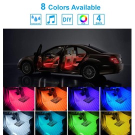 Wanmin Led Interior Car Lights,Controller Led Lights for Cars,Multicolor Music Underglow Lighting Kits with Wireless Control and Sound Active Function,4pcs 48 USB LED Interior Lights,DC 5V