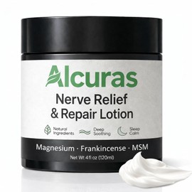 PLYNXE Alcuras Neuropatía Loción, 4 fl oz Alcura Crema Nerviosa con Árnica y Magnesio Crema e Incienso para Rodilla, Lumbar, Cuello, Manos y Pie (1 ud.)